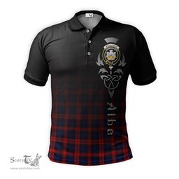 ScotsTee Shop Scottish MacLachlan Modern Clan Crest Tartan Polo Shirt Featuring Alba Gu Brath Scotland Forever and Ever Celtic Cross