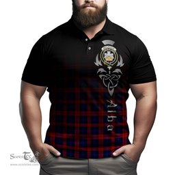 ScotsTee Shop Scottish MacLachlan Modern Clan Crest Tartan Polo Shirt Featuring Alba Gu Brath Scotland Forever and Ever Celtic Cross