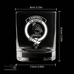 ScotsTee Shop Scottish Campbell of Cawdor Clan Crest Engraved Whiskey Glass