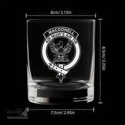 ScotsTee Shop Scottish MacDonell of Keppoch Clan Crest Engraved Whiskey Glass