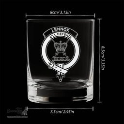 ScotsTee Shop Scottish Lennox of Kincaid Clan Crest Engraved Whiskey Glass