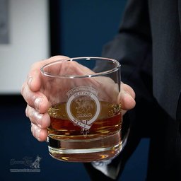 ScotsTee Shop Scottish Fotheringhame Clan Crest Engraved Whiskey Glass