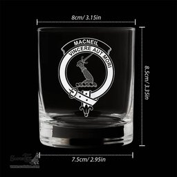 ScotsTee Shop Scottish MacNeil of Colonsay Clan Crest Engraved Whiskey Glass