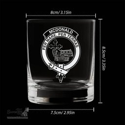ScotsTee Shop Scottish McDonald of Sleat Clan Crest Engraved Whiskey Glass