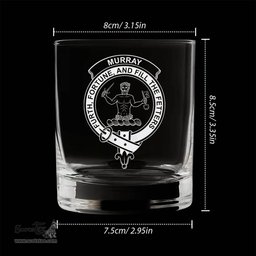 ScotsTee Shop Scottish Murray of Atholl Clan Crest Engraved Whiskey Glass