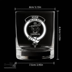 ScotsTee Shop Scottish Shaw of Sauchie Clan Crest Engraved Whiskey Glass