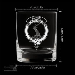 ScotsTee Shop Scottish McNeil of Colonsay Clan Crest Engraved Whiskey Glass