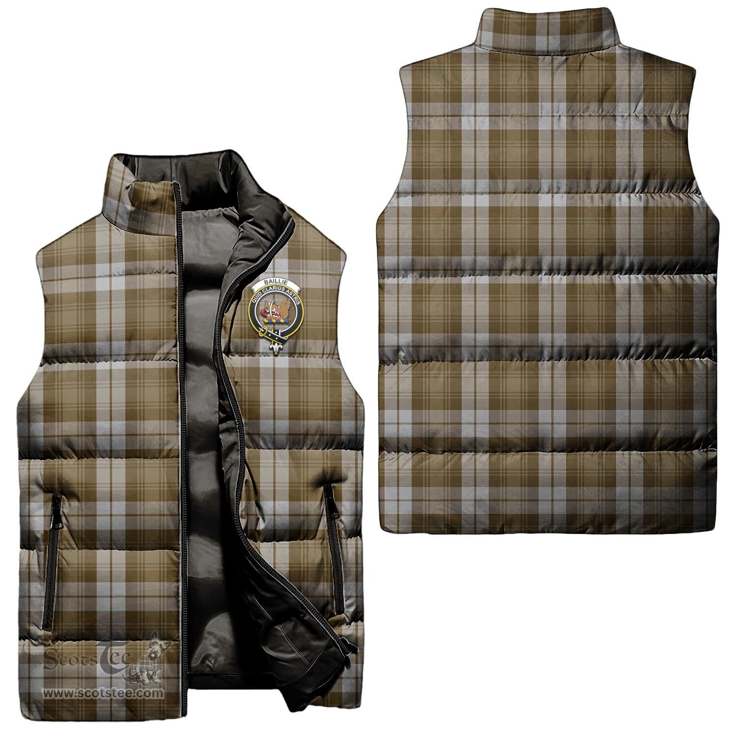 Scottish Baillie Dress Clan Tartan Puffer Vest, Family Crest Plaid Sleeveless Down Jacket Scottish Plaid Tartan Plaid - ScotsTee - scotstee.com
