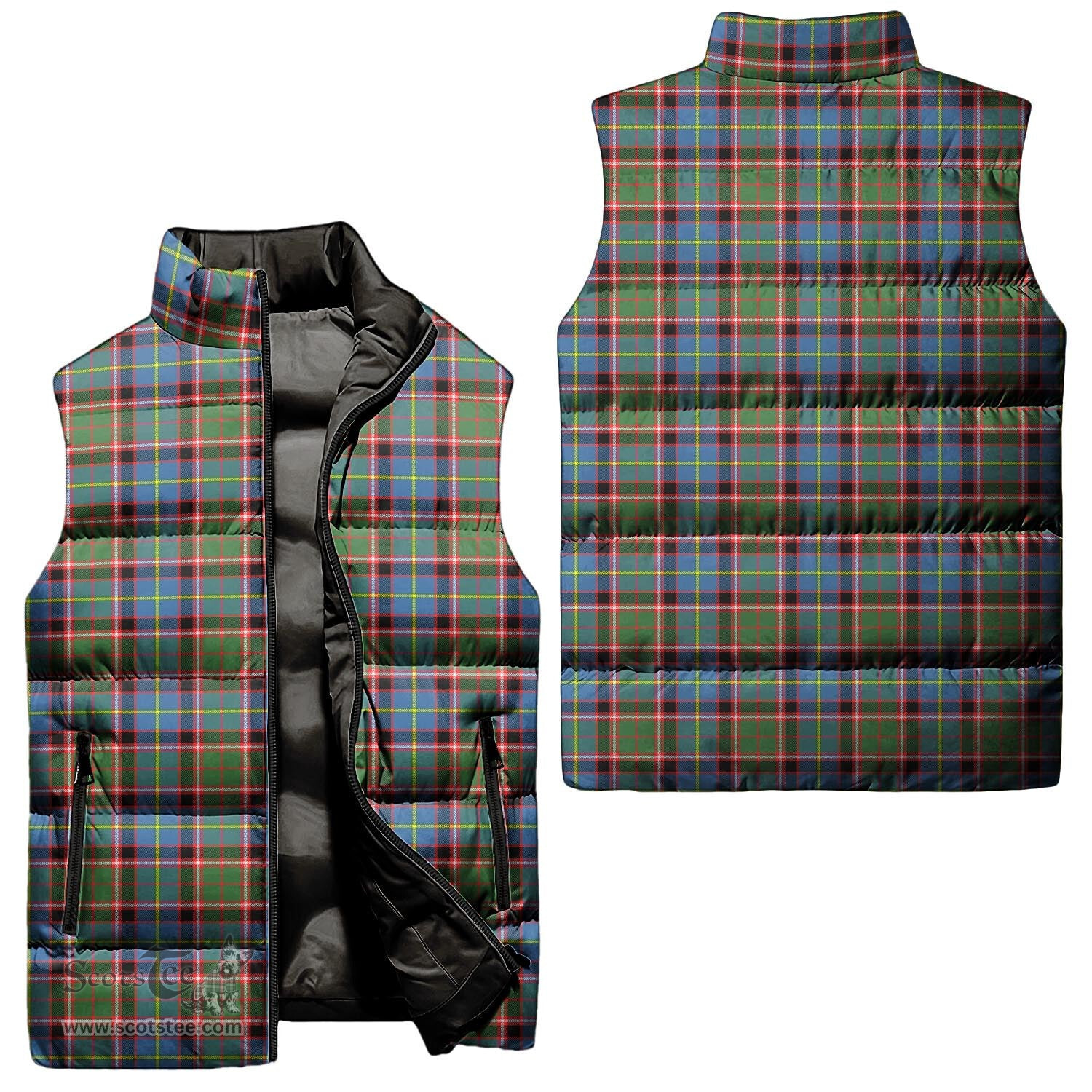 Scottish Aikenhead Tartan Tartan Puffer Vest, Tartan Plaid Sleeveless Down Jacket Scottish Plaid Tartan Plaid - ScotsTee - scotstee.com