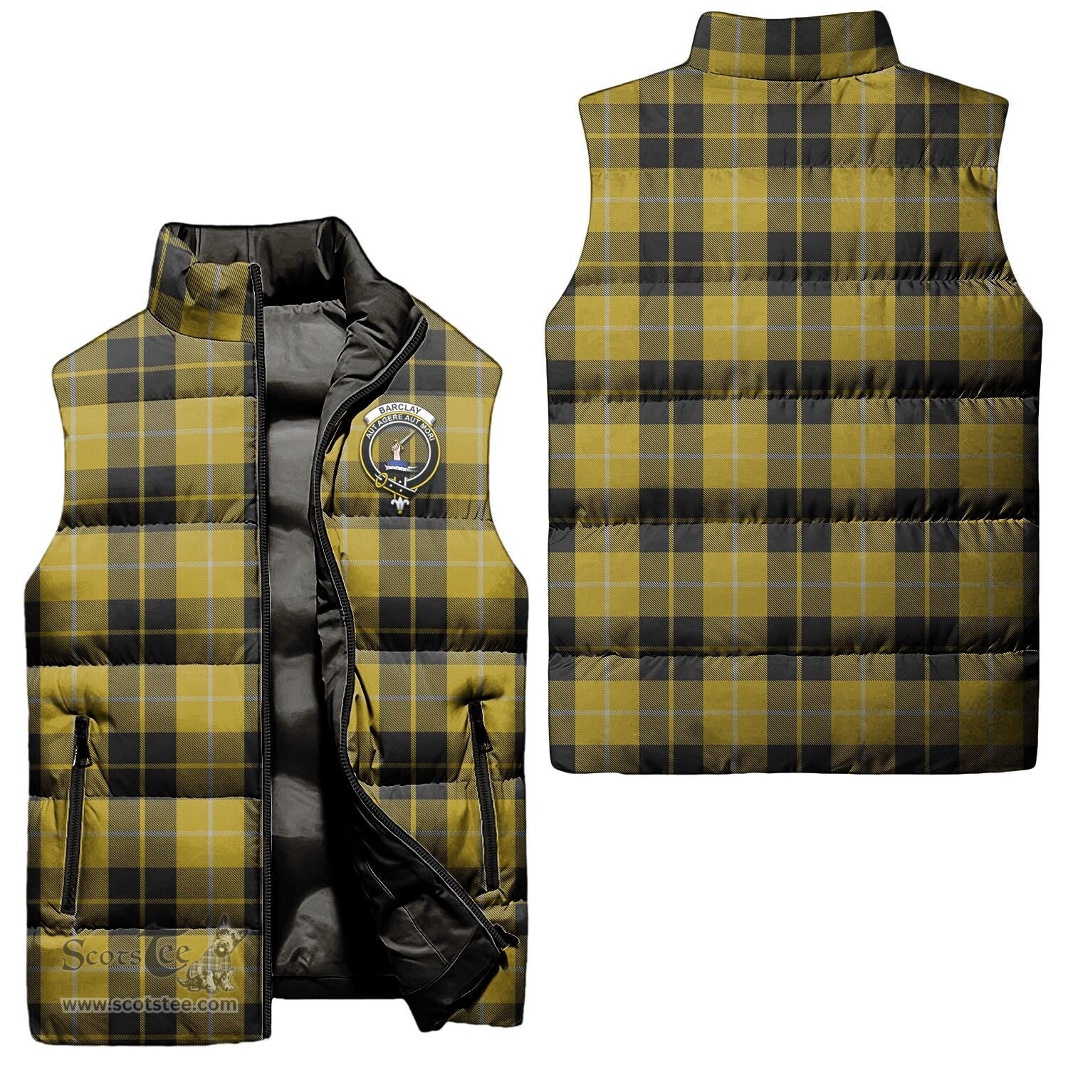 Scottish Barclay Dress Clan Tartan Puffer Vest, Family Crest Plaid Sleeveless Down Jacket Scottish Plaid Tartan Plaid - ScotsTee - scotstee.com