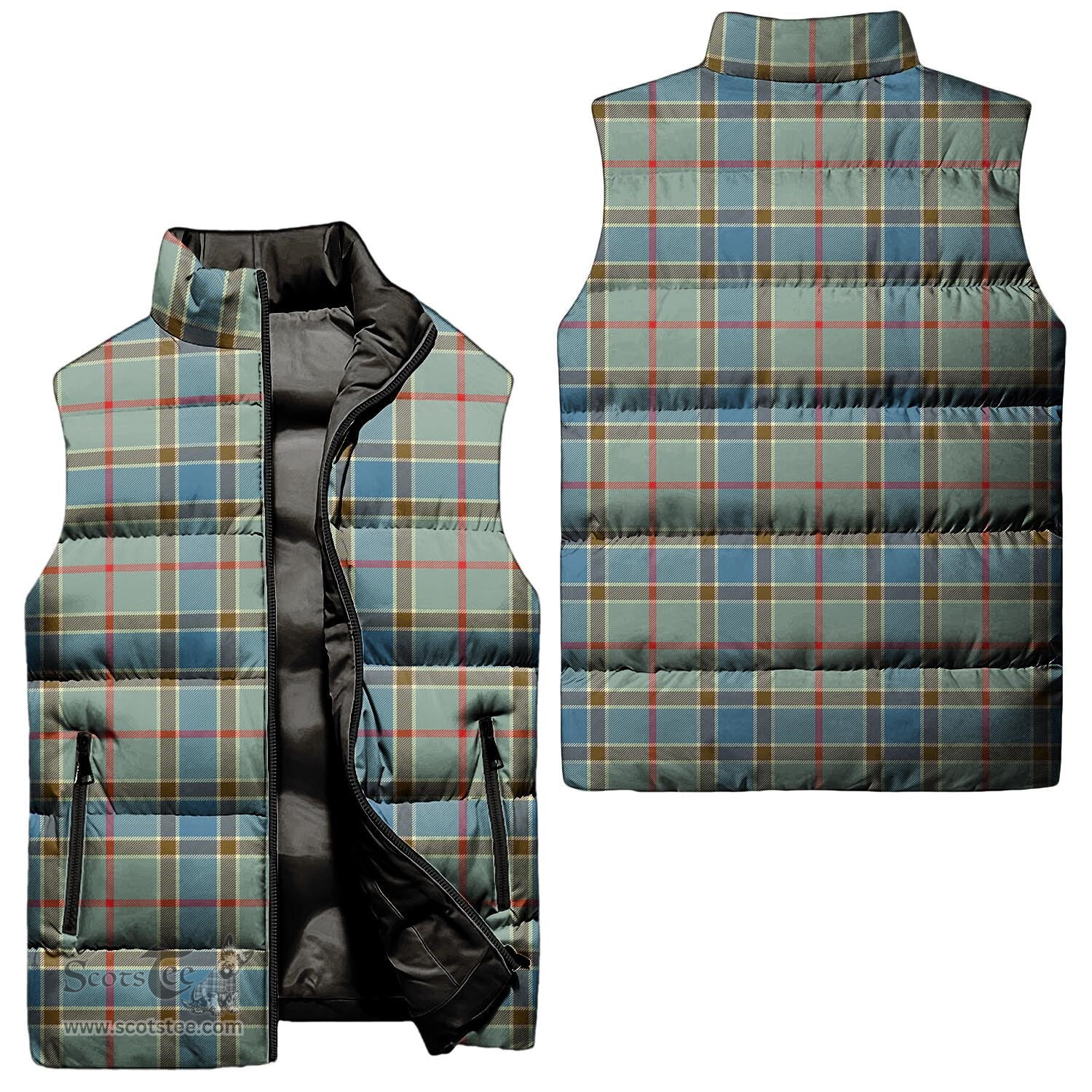 Scottish Balfour Blue Tartan Tartan Puffer Vest, Tartan Plaid Sleeveless Down Jacket Scottish Plaid Tartan Plaid - ScotsTee - scotstee.com