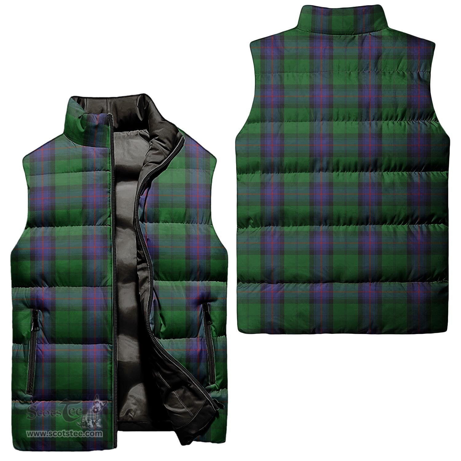 Scottish Armstrong Tartan Tartan Puffer Vest, Tartan Plaid Sleeveless Down Jacket Scottish Plaid Tartan Plaid - ScotsTee - scotstee.com