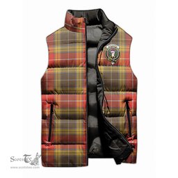 Scottish Buchanan Old Set Weathered Clan Tartan Puffer Vest, Family Crest Plaid Sleeveless Down Jacket Scottish Plaid Tartan Plaid - ScotsTee - scotstee.com