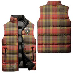 Scottish Buchanan Old Set Weathered Clan Tartan Puffer Vest, Family Crest Plaid Sleeveless Down Jacket Scottish Plaid Tartan Plaid - ScotsTee - scotstee.com