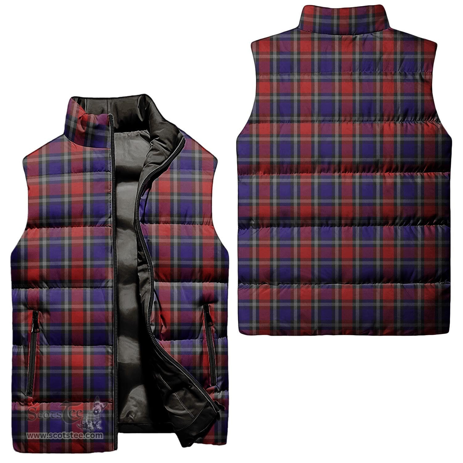 Scottish Clark Red Tartan Tartan Puffer Vest, Tartan Plaid Sleeveless Down Jacket Scottish Plaid Tartan Plaid - ScotsTee - scotstee.com