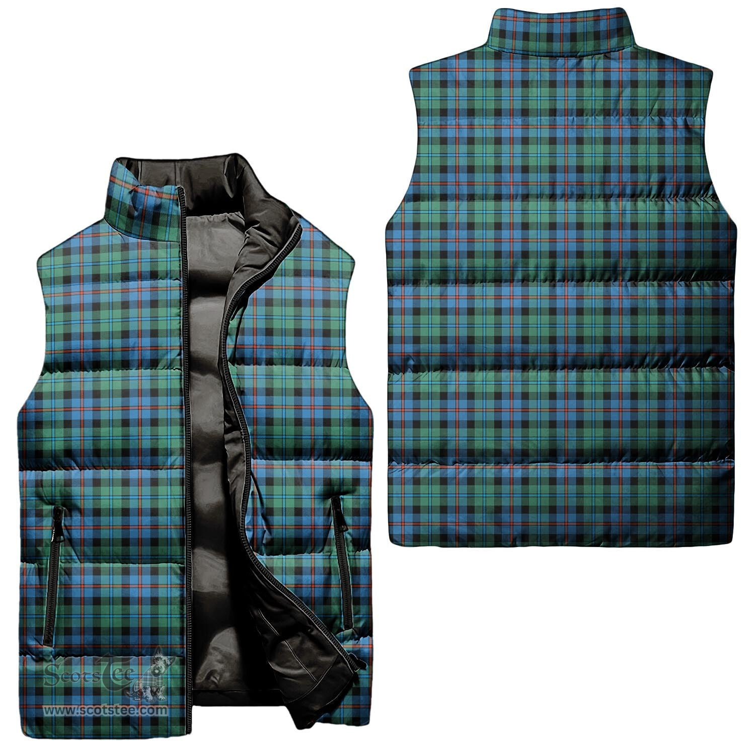 Scottish Campbell of Cawdor Ancient Tartan Tartan Puffer Vest, Tartan Plaid Sleeveless Down Jacket Scottish Plaid Tartan Plaid - ScotsTee - scotstee.com