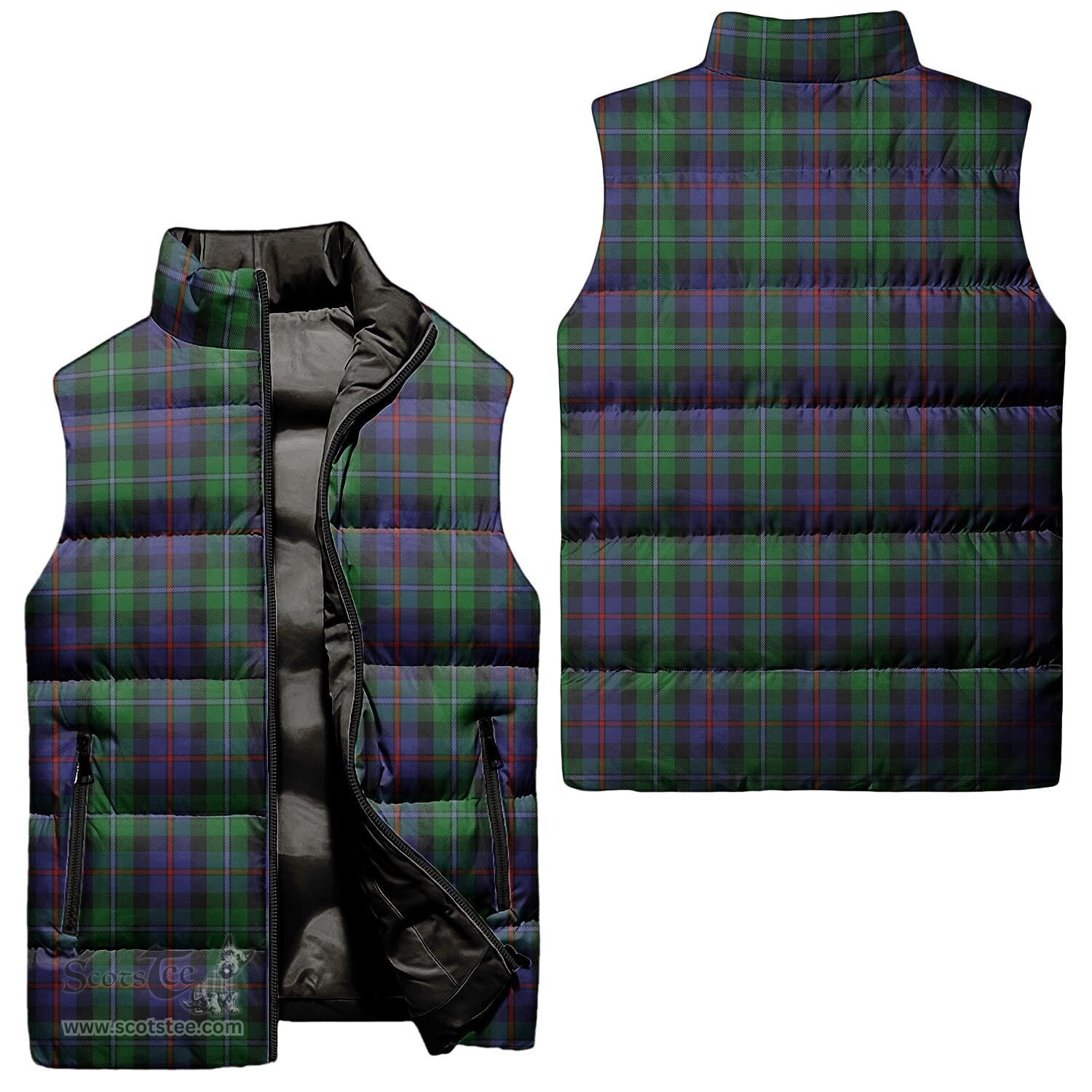 Scottish Campbell of Cawdor Tartan Tartan Puffer Vest, Tartan Plaid Sleeveless Down Jacket Scottish Plaid Tartan Plaid - ScotsTee - scotstee.com