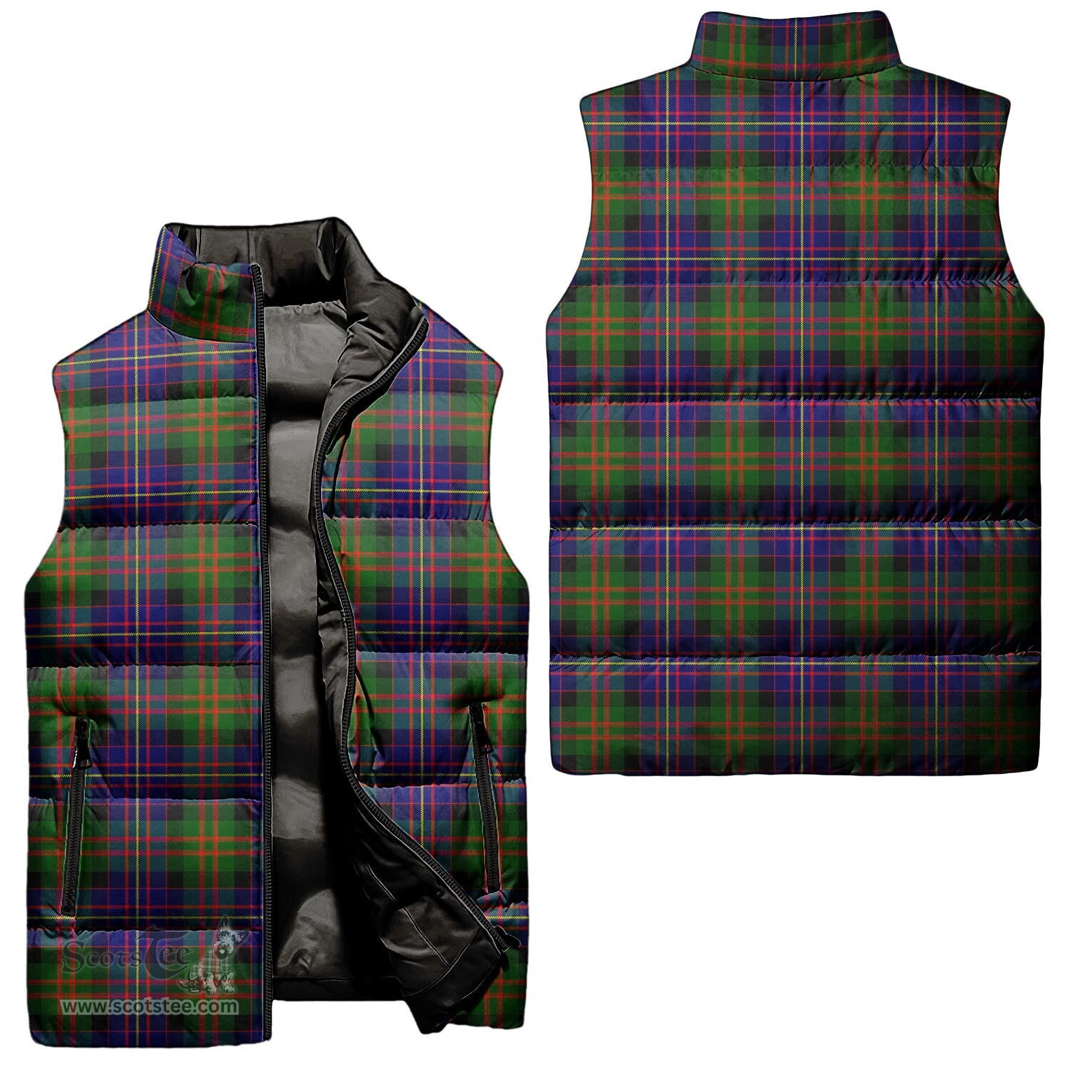 Scottish Cameron of Erracht Modern Tartan Tartan Puffer Vest, Tartan Plaid Sleeveless Down Jacket Scottish Plaid Tartan Plaid - ScotsTee - scotstee.com