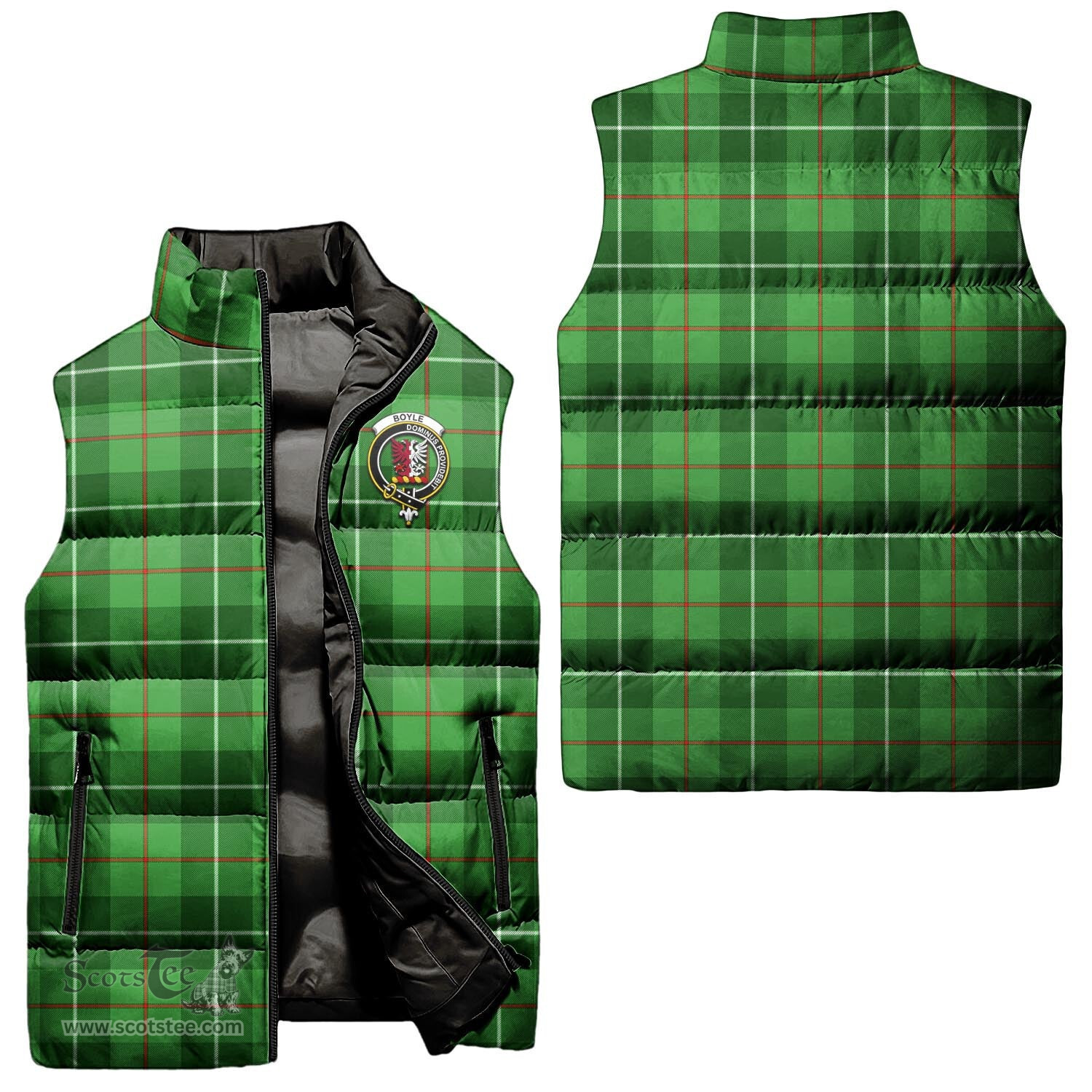 Scottish Boyle Clan Tartan Puffer Vest, Family Crest Plaid Sleeveless Down Jacket Scottish Plaid Tartan Plaid - ScotsTee - scotstee.com