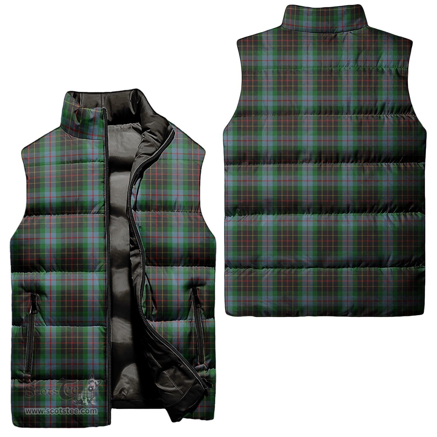 Scottish Brodie Hunting Tartan Tartan Puffer Vest, Tartan Plaid Sleeveless Down Jacket Scottish Plaid Tartan Plaid - ScotsTee - scotstee.com