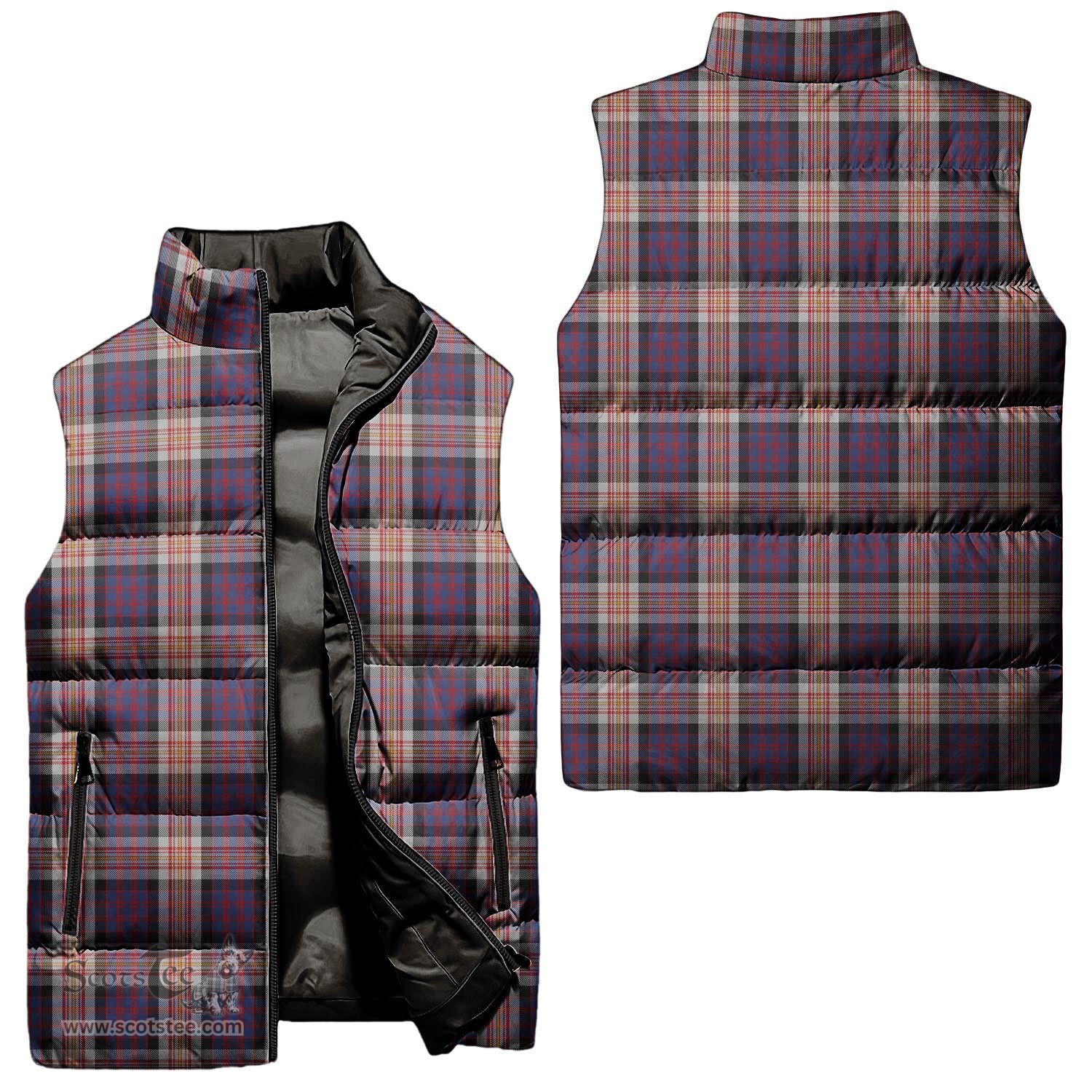Scottish Carnegie Tartan Tartan Puffer Vest, Tartan Plaid Sleeveless Down Jacket Scottish Plaid Tartan Plaid - ScotsTee - scotstee.com