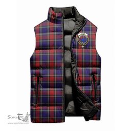 Scottish Clark (Lion) Red Clan Tartan Puffer Vest, Family Crest Plaid Sleeveless Down Jacket Scottish Plaid Tartan Plaid - ScotsTee - scotstee.com