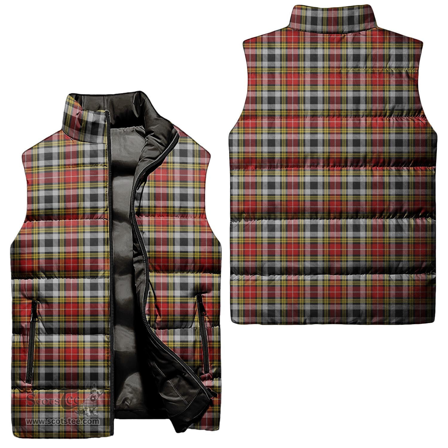 Scottish Buchanan Old Dress Tartan Tartan Puffer Vest, Tartan Plaid Sleeveless Down Jacket Scottish Plaid Tartan Plaid - ScotsTee - scotstee.com