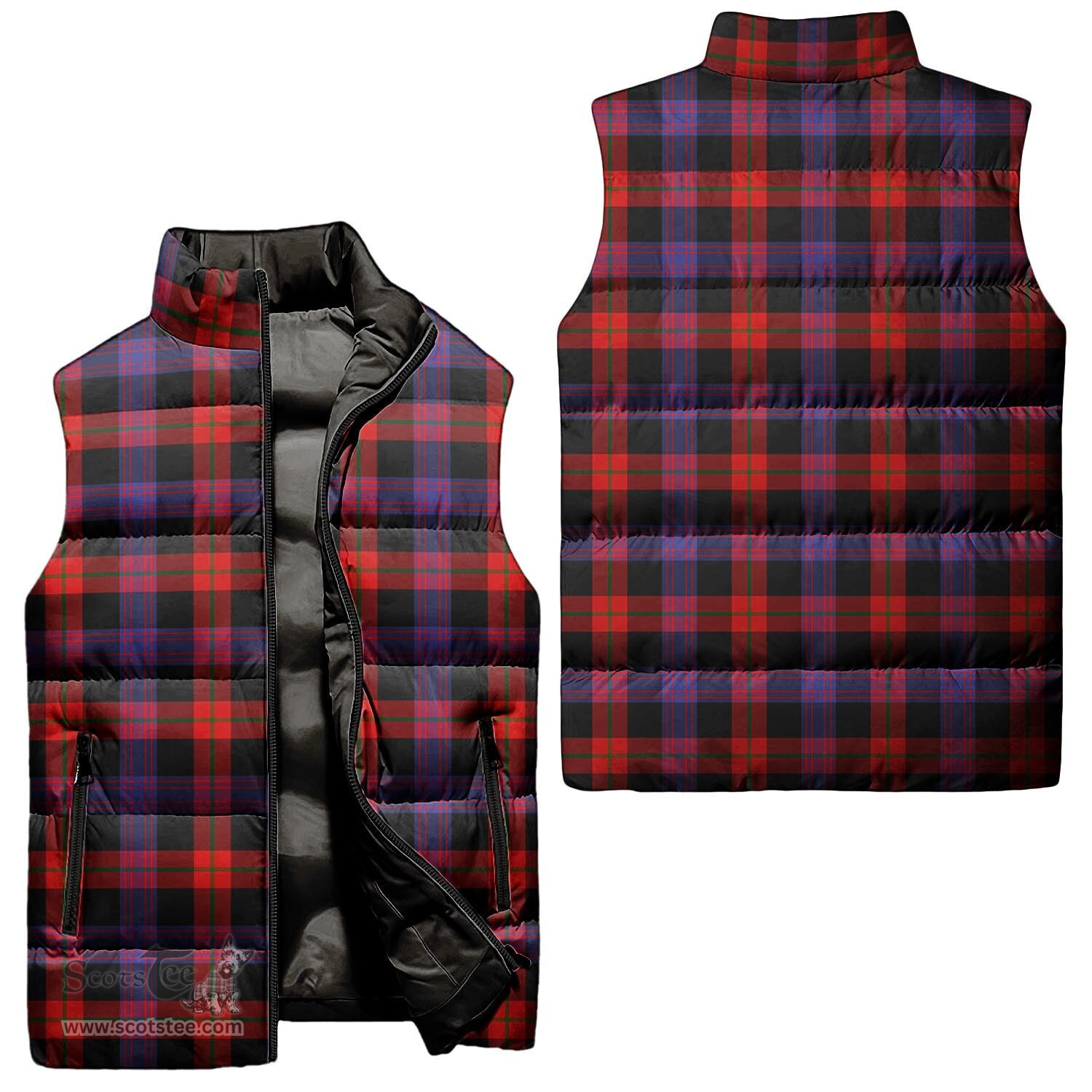 Scottish Broun Modern Tartan Tartan Puffer Vest, Tartan Plaid Sleeveless Down Jacket Scottish Plaid Tartan Plaid - ScotsTee - scotstee.com