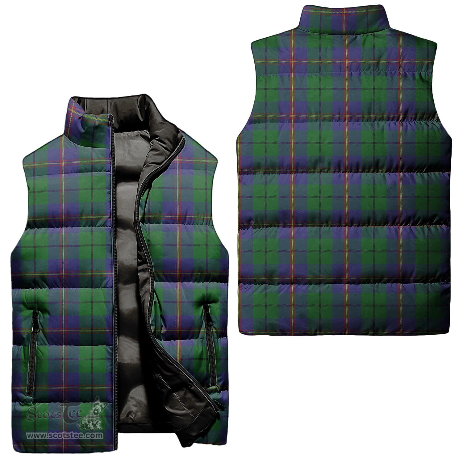 Scottish Carmichael Tartan Tartan Puffer Vest, Tartan Plaid Sleeveless Down Jacket Scottish Plaid Tartan Plaid - ScotsTee - scotstee.com