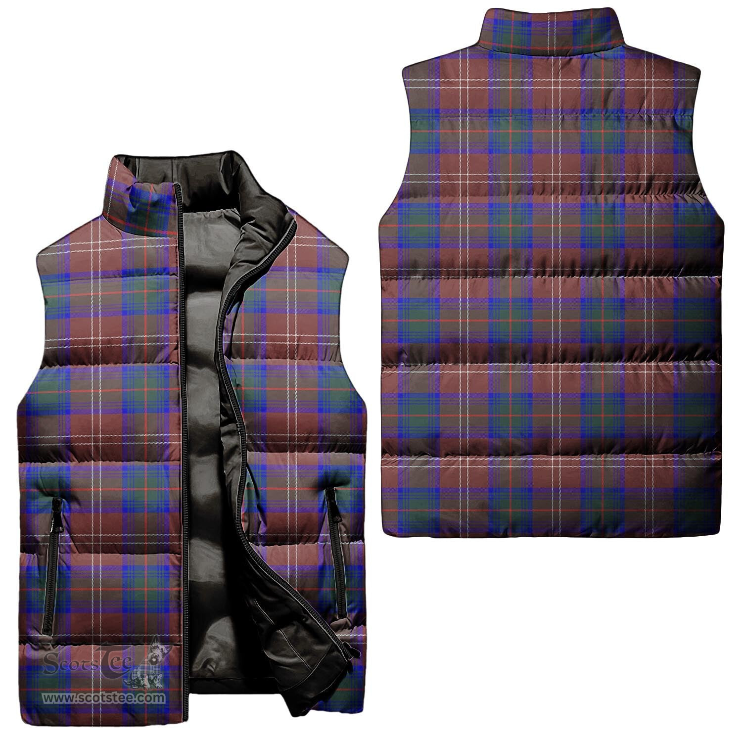 Scottish Chisholm Hunting Modern Tartan Tartan Puffer Vest, Tartan Plaid Sleeveless Down Jacket Scottish Plaid Tartan Plaid - ScotsTee - scotstee.com