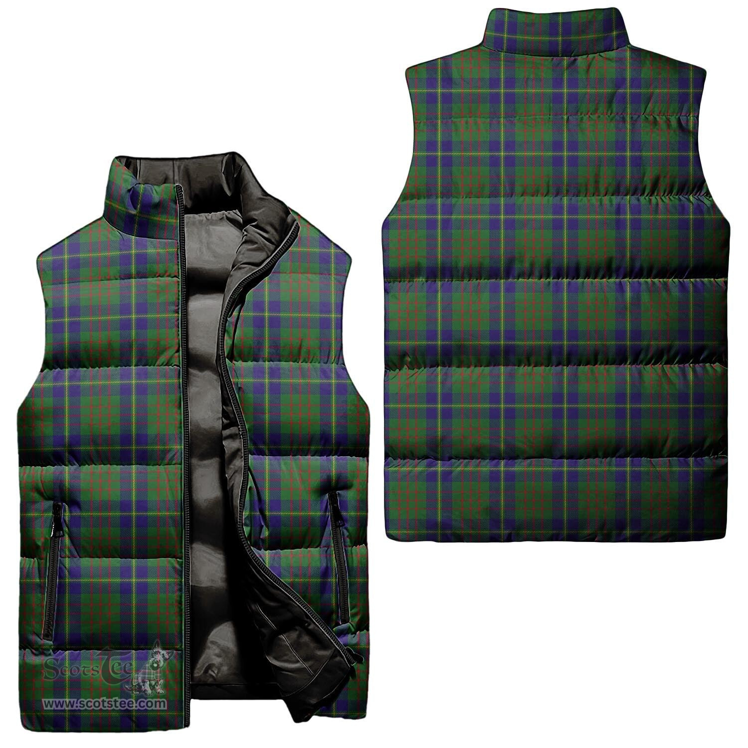 Scottish Cameron of Lochiel Hunting Tartan Tartan Puffer Vest, Tartan Plaid Sleeveless Down Jacket Scottish Plaid Tartan Plaid - ScotsTee - scotstee.com