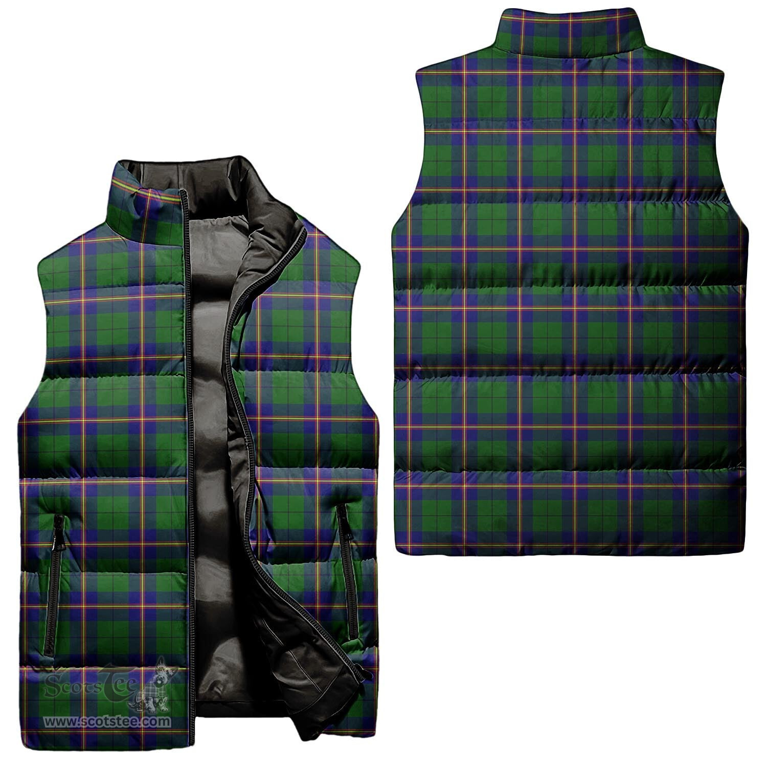 Scottish Carmichael Modern Tartan Tartan Puffer Vest, Tartan Plaid Sleeveless Down Jacket Scottish Plaid Tartan Plaid - ScotsTee - scotstee.com