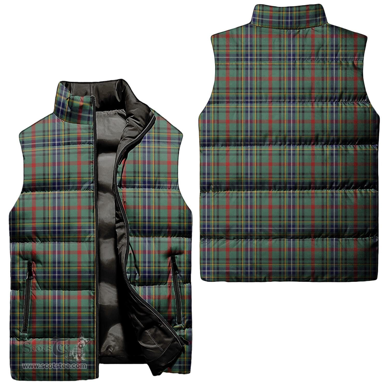 Scottish Bisset Tartan Tartan Puffer Vest, Tartan Plaid Sleeveless Down Jacket Scottish Plaid Tartan Plaid - ScotsTee - scotstee.com