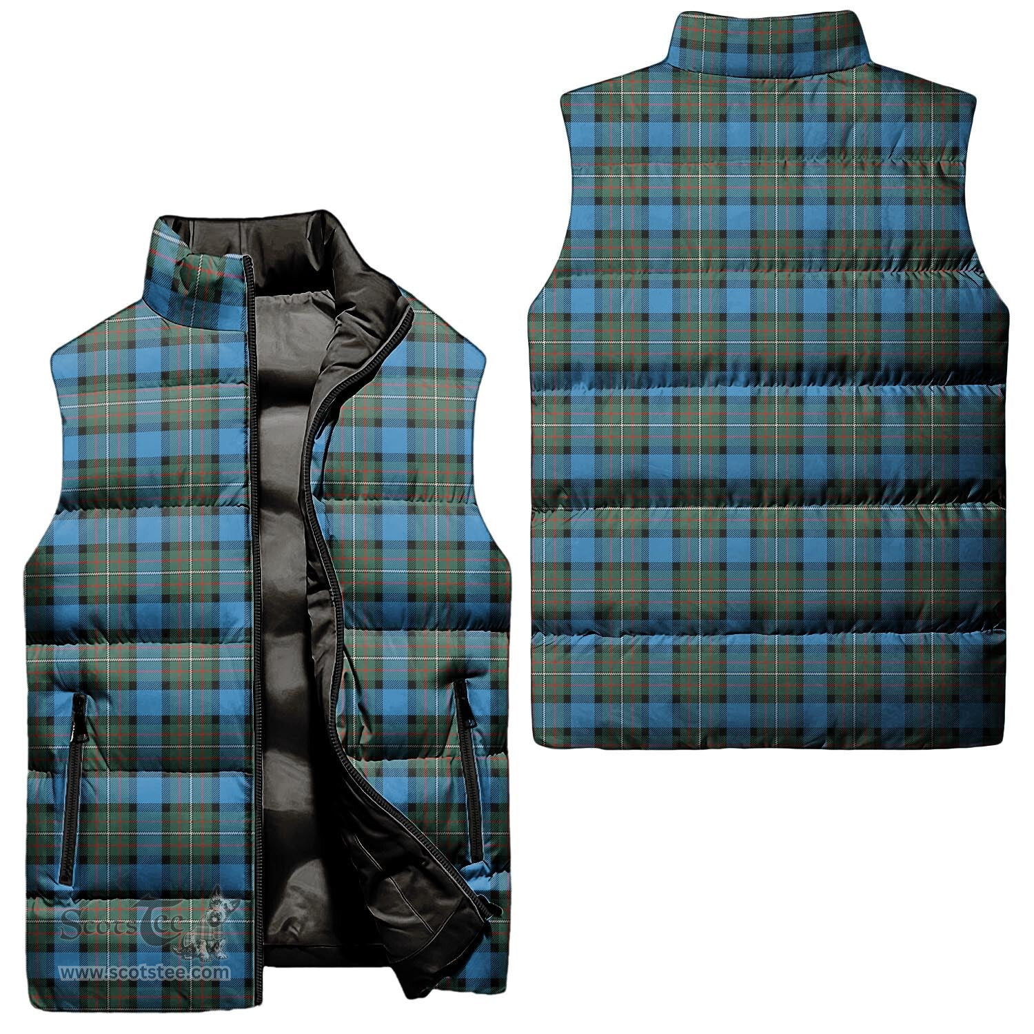 Scottish Fergusson Ancient Tartan Tartan Puffer Vest, Tartan Plaid Sleeveless Down Jacket Scottish Plaid Tartan Plaid - ScotsTee - scotstee.com