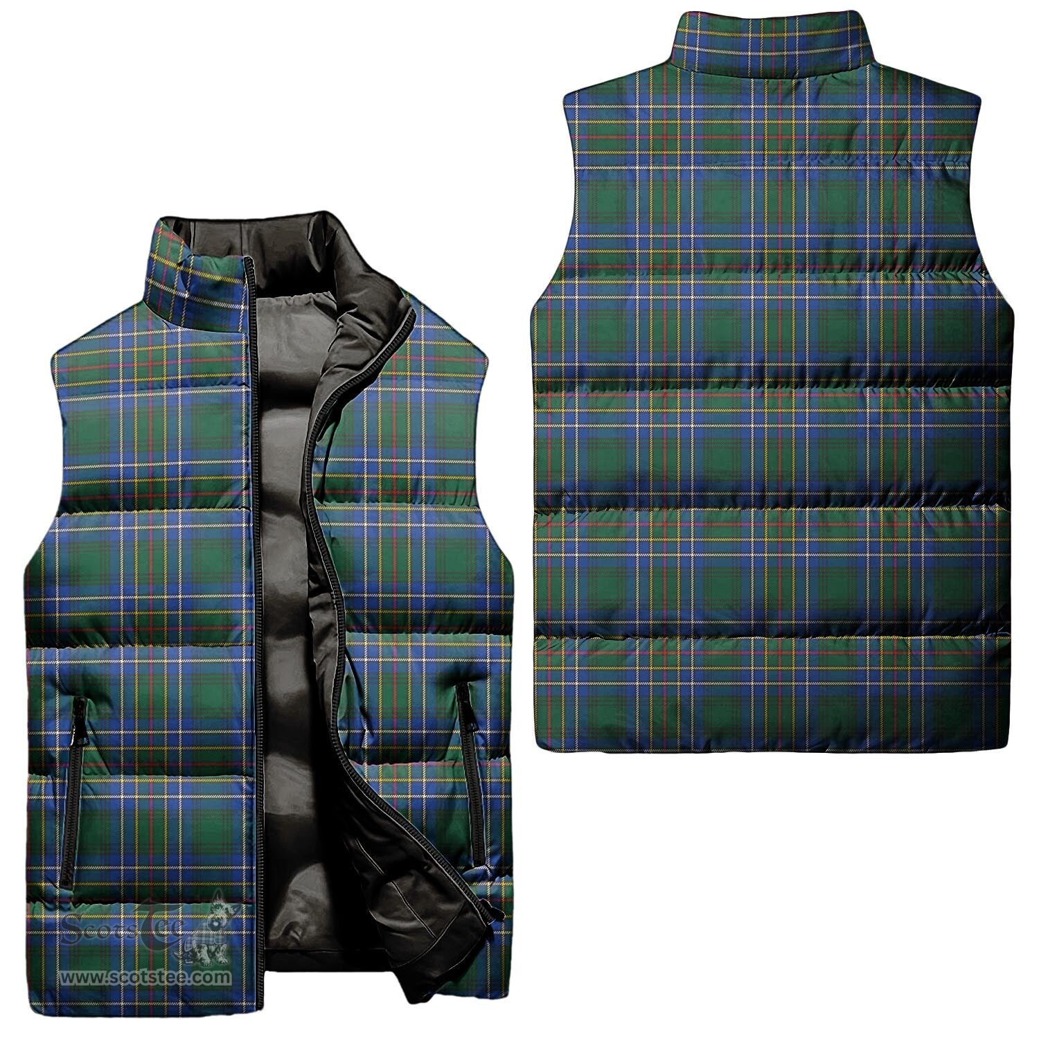 Scottish Cockburn Ancient Tartan Tartan Puffer Vest, Tartan Plaid Sleeveless Down Jacket Scottish Plaid Tartan Plaid - ScotsTee - scotstee.com