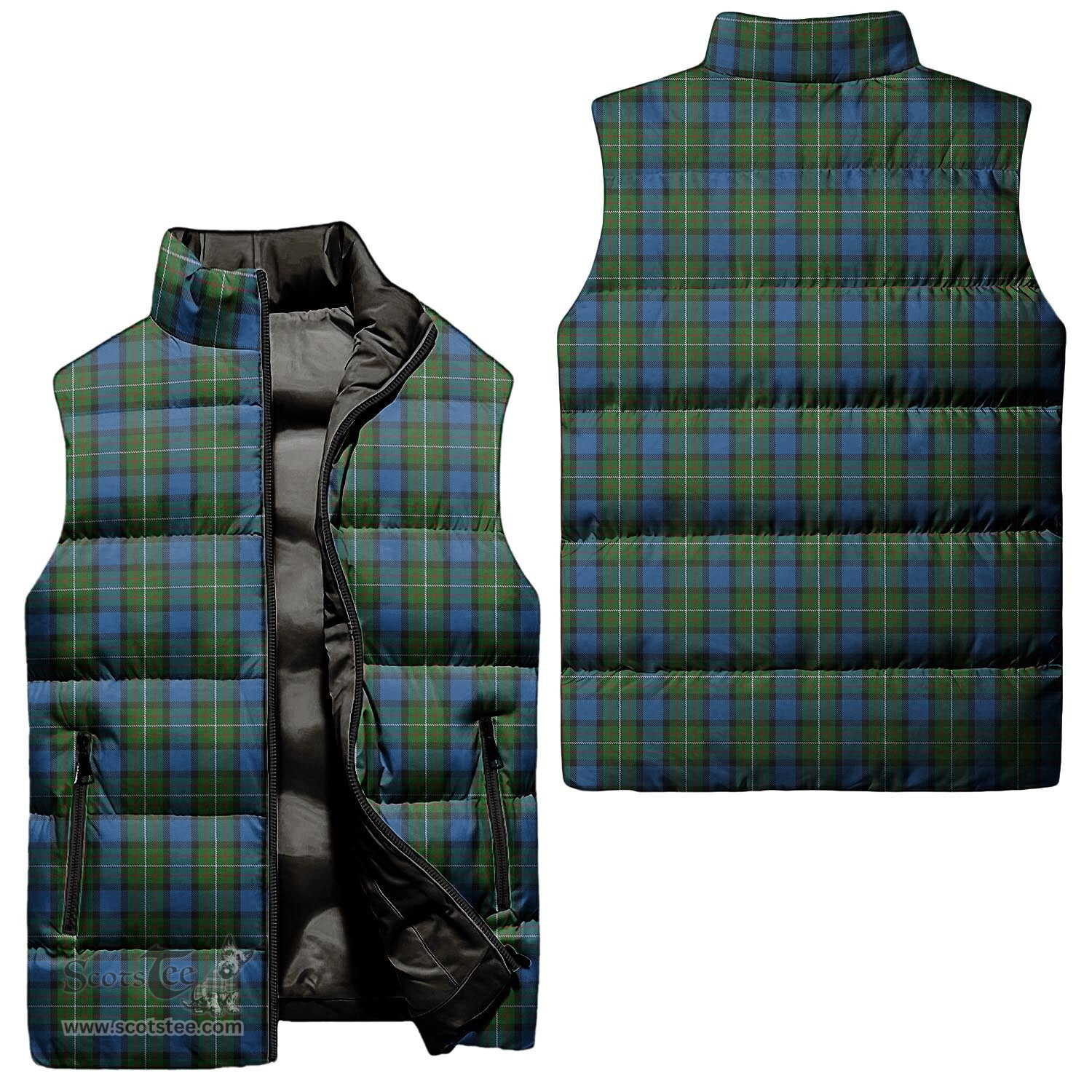 Scottish Ferguson of Atholl Tartan Tartan Puffer Vest, Tartan Plaid Sleeveless Down Jacket Scottish Plaid Tartan Plaid - ScotsTee - scotstee.com