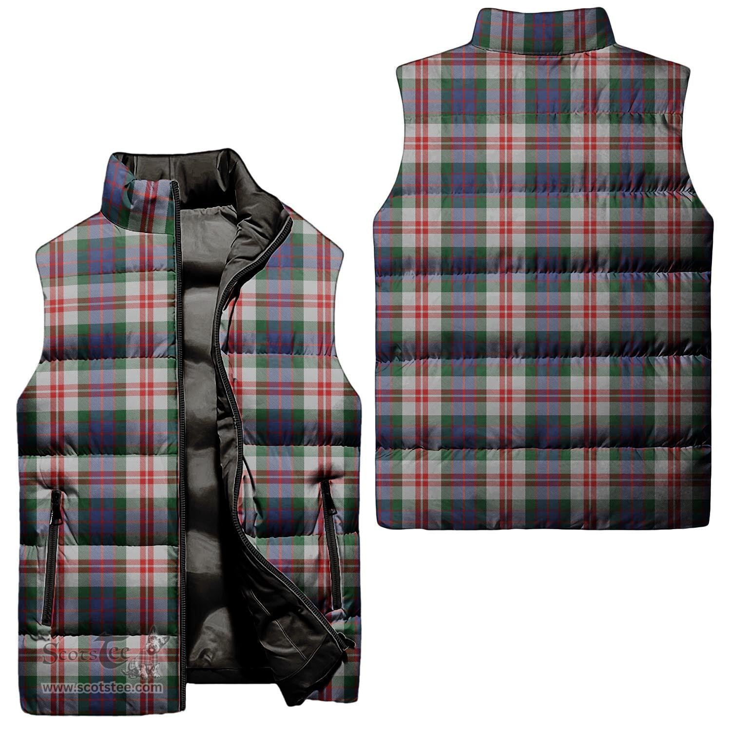 Scottish Fraser Red Dress Tartan Tartan Puffer Vest, Tartan Plaid Sleeveless Down Jacket Scottish Plaid Tartan Plaid - ScotsTee - scotstee.com