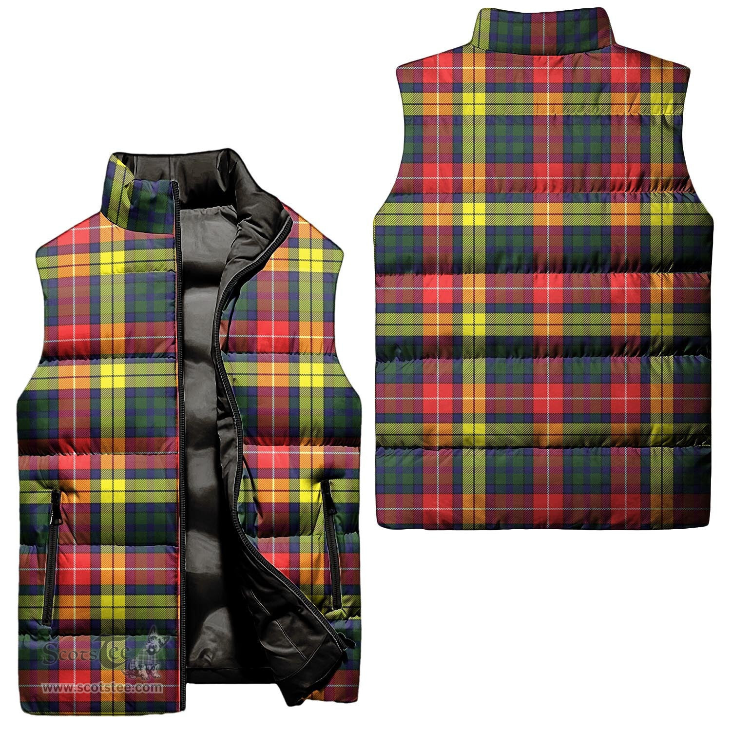 Scottish Dewar Tartan Tartan Puffer Vest, Tartan Plaid Sleeveless Down Jacket Scottish Plaid Tartan Plaid - ScotsTee - scotstee.com