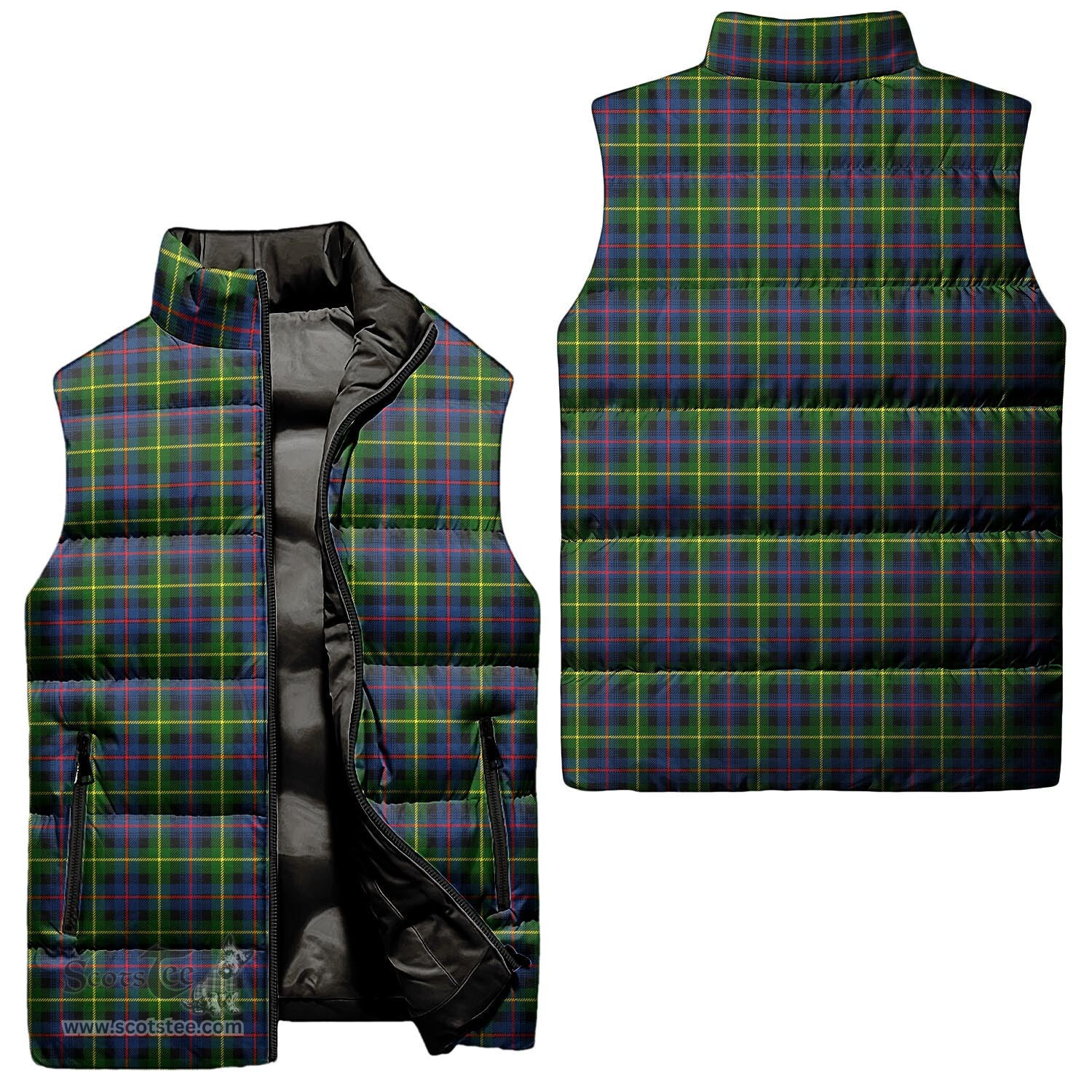 Scottish Farquharson Modern Tartan Tartan Puffer Vest, Tartan Plaid Sleeveless Down Jacket Scottish Plaid Tartan Plaid - ScotsTee - scotstee.com