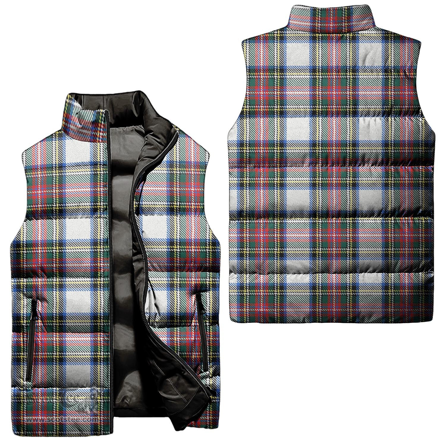 Scottish Dennistoun Tartan Tartan Puffer Vest, Tartan Plaid Sleeveless Down Jacket Scottish Plaid Tartan Plaid - ScotsTee - scotstee.com