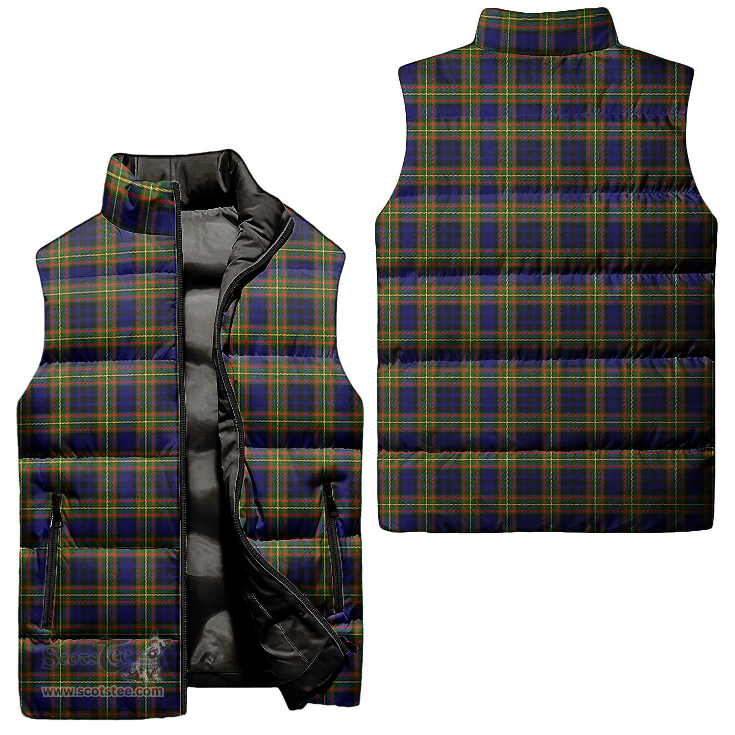 Scottish Clelland Modern Tartan Tartan Puffer Vest, Tartan Plaid Sleeveless Down Jacket Scottish Plaid Tartan Plaid - ScotsTee - scotstee.com