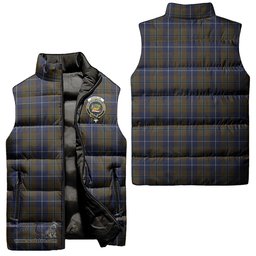 Scottish Douglas Brown Clan Tartan Puffer Vest, Family Crest Plaid Sleeveless Down Jacket Scottish Plaid Tartan Plaid - ScotsTee - scotstee.com