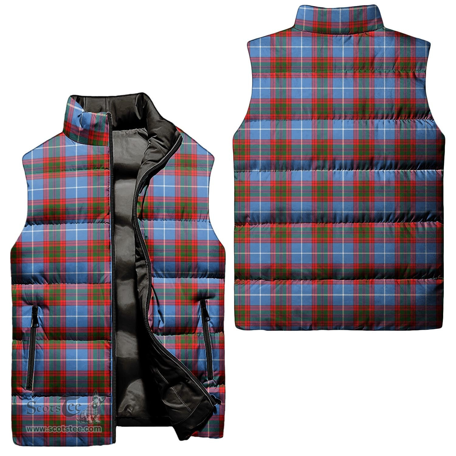 Scottish Crichton Tartan Tartan Puffer Vest, Tartan Plaid Sleeveless Down Jacket Scottish Plaid Tartan Plaid - ScotsTee - scotstee.com