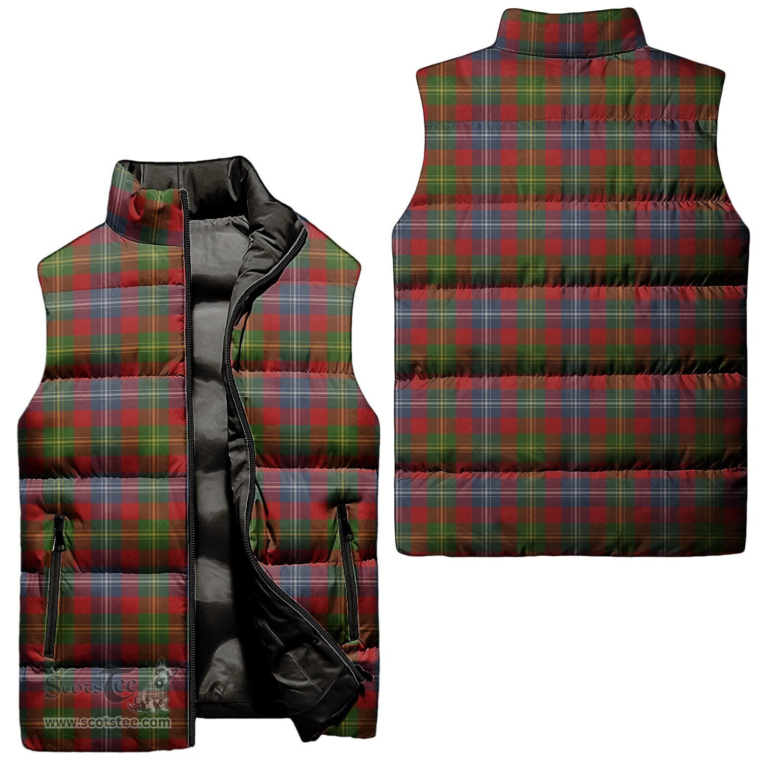 Scottish Forrester or Foster Tartan Tartan Puffer Vest, Tartan Plaid Sleeveless Down Jacket Scottish Plaid Tartan Plaid - ScotsTee - scotstee.com
