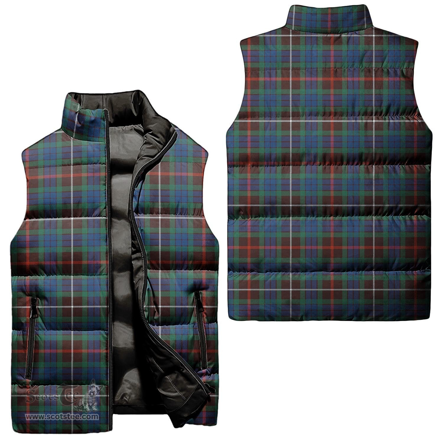 Scottish Fraser Hunting Ancient Tartan Tartan Puffer Vest, Tartan Plaid Sleeveless Down Jacket Scottish Plaid Tartan Plaid - ScotsTee - scotstee.com