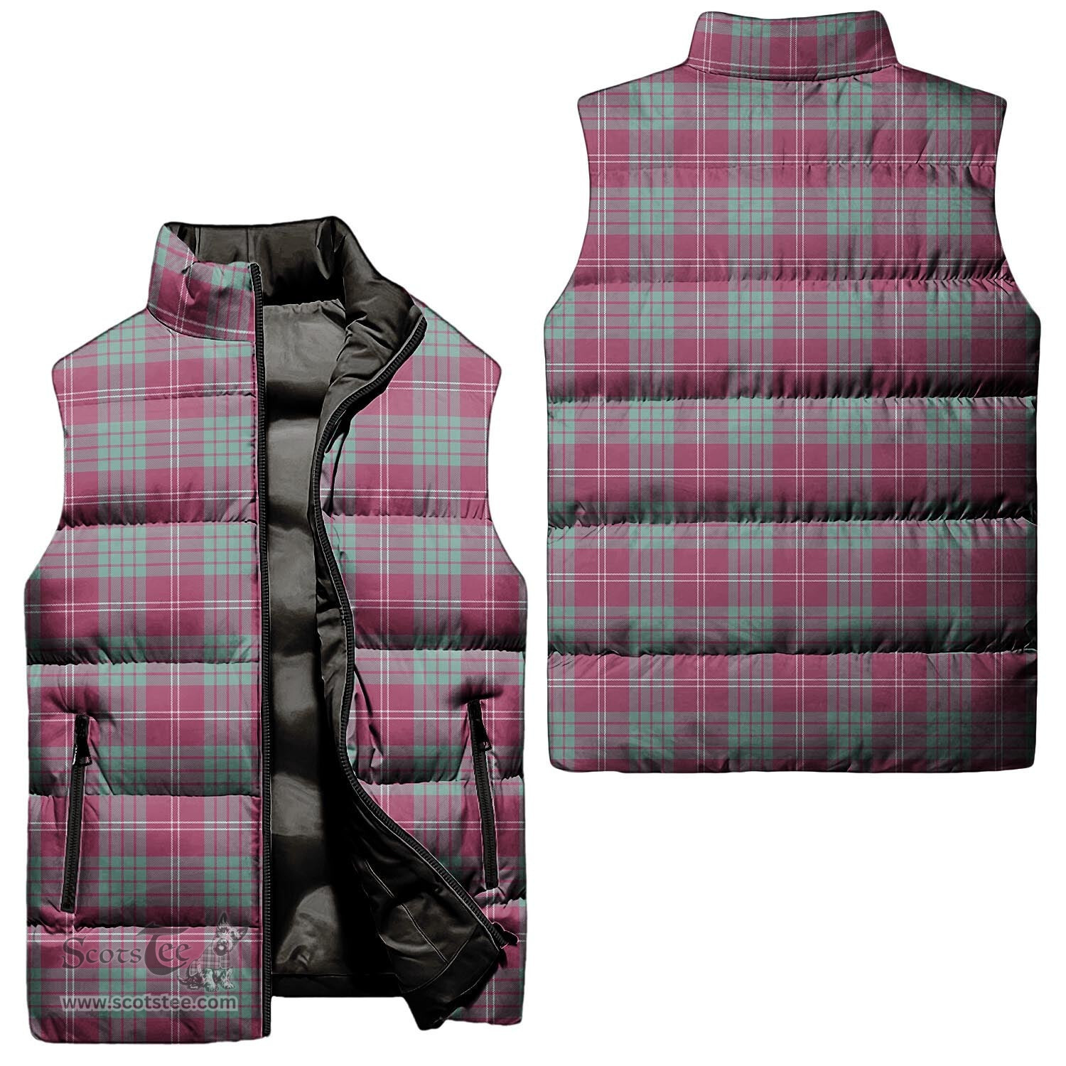 Scottish Crawford Ancient Tartan Tartan Puffer Vest, Tartan Plaid Sleeveless Down Jacket Scottish Plaid Tartan Plaid - ScotsTee - scotstee.com