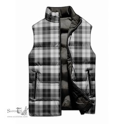 Scottish Erskine Black and White Tartan Tartan Puffer Vest, Tartan Plaid Sleeveless Down Jacket Scottish Plaid Tartan Plaid - ScotsTee - scotstee.com