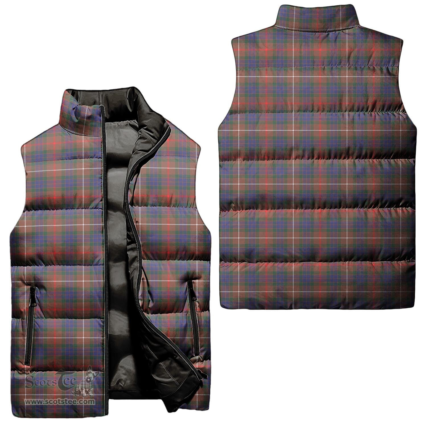Scottish Fraser Hunting Modern Tartan Tartan Puffer Vest, Tartan Plaid Sleeveless Down Jacket Scottish Plaid Tartan Plaid - ScotsTee - scotstee.com