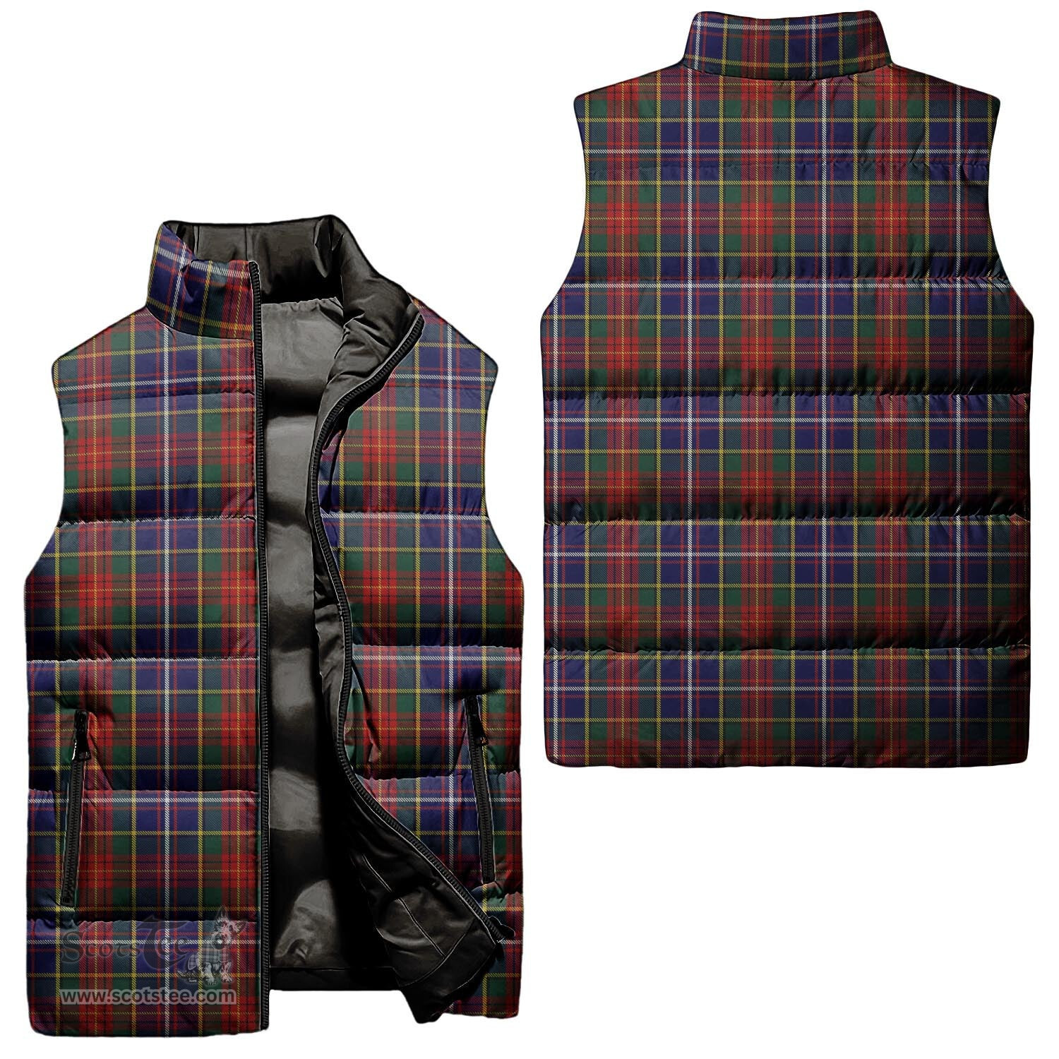 Scottish Crozier Tartan Tartan Puffer Vest, Tartan Plaid Sleeveless Down Jacket Scottish Plaid Tartan Plaid - ScotsTee - scotstee.com