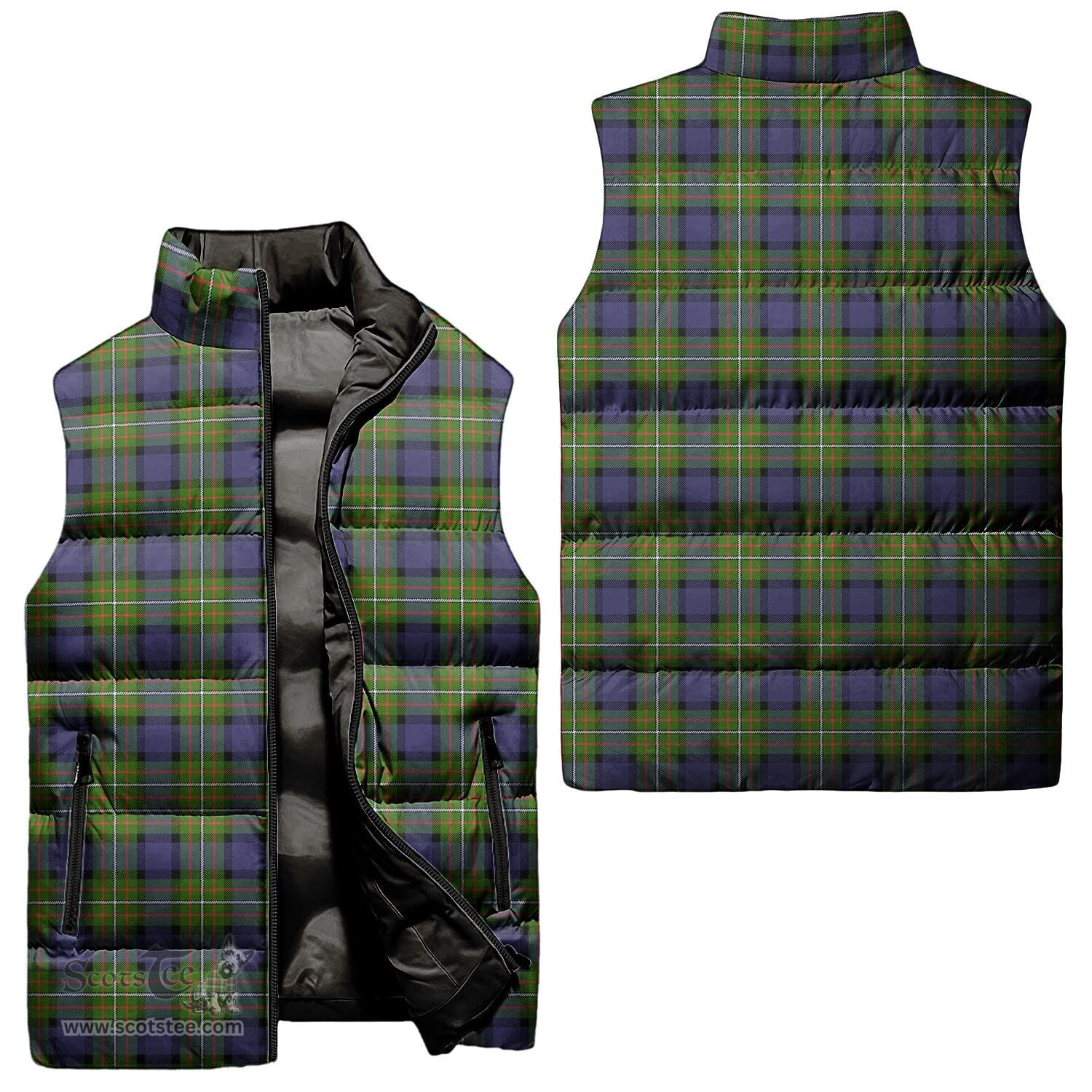 Scottish Ferguson Modern Tartan Tartan Puffer Vest, Tartan Plaid Sleeveless Down Jacket Scottish Plaid Tartan Plaid - ScotsTee - scotstee.com